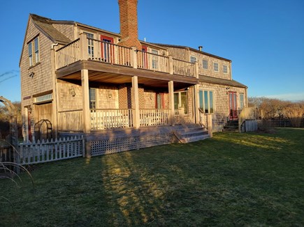 Tom Nevers Nantucket vacation rental - Rear Decks, Outside Shower and Fenced Back Yard